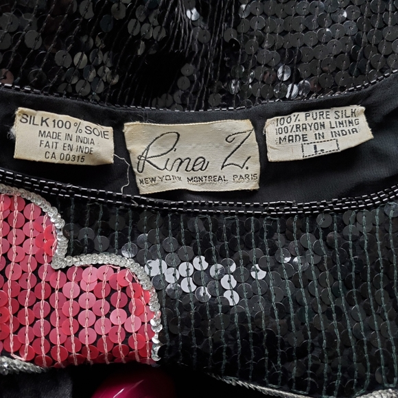 Black Floral Sequin Top - Picture 3 of 5